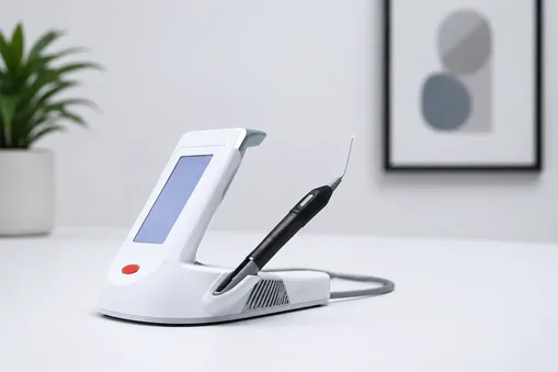 dentist-holding-dental-curing-ultraviolet-light modern dental laser
