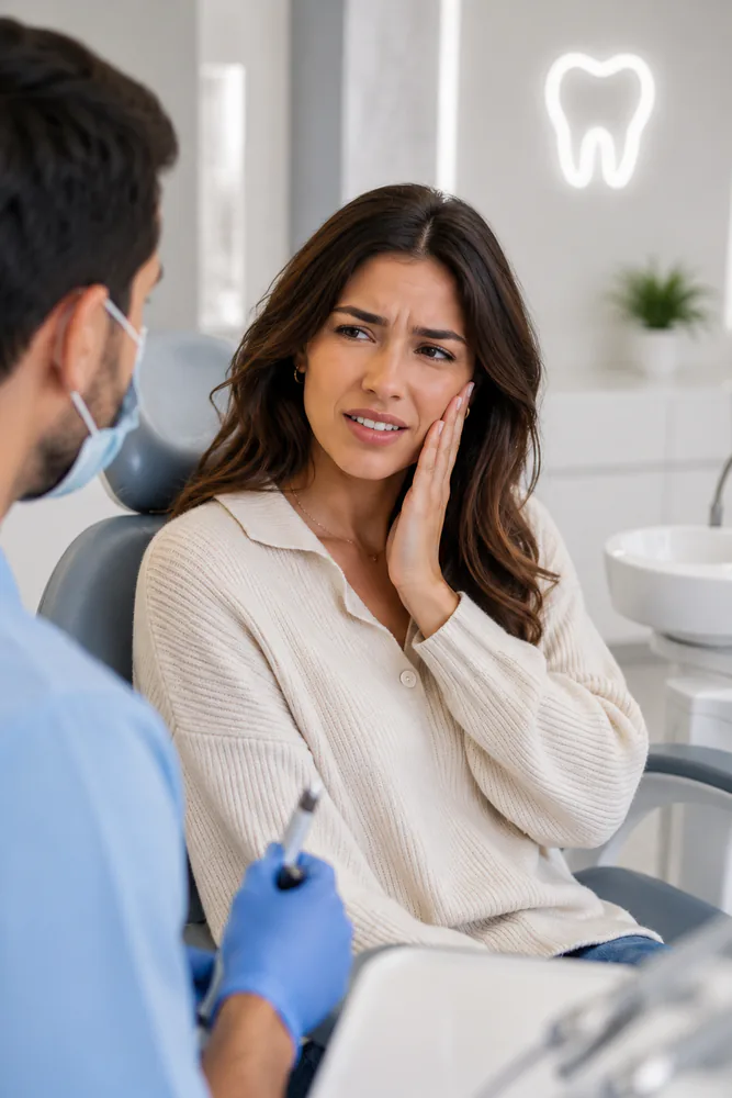 young woman cheek pain young woman cheek pain